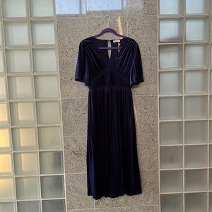 NWT Piper & Scoot Blue Velvet Midi Dress